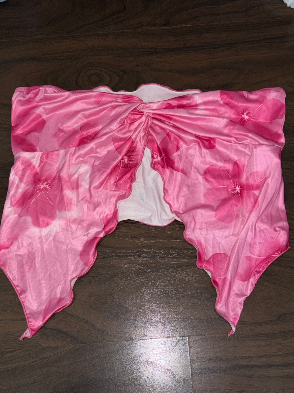 Pink Floral Satin Bandeau Top - Women’s Intimates